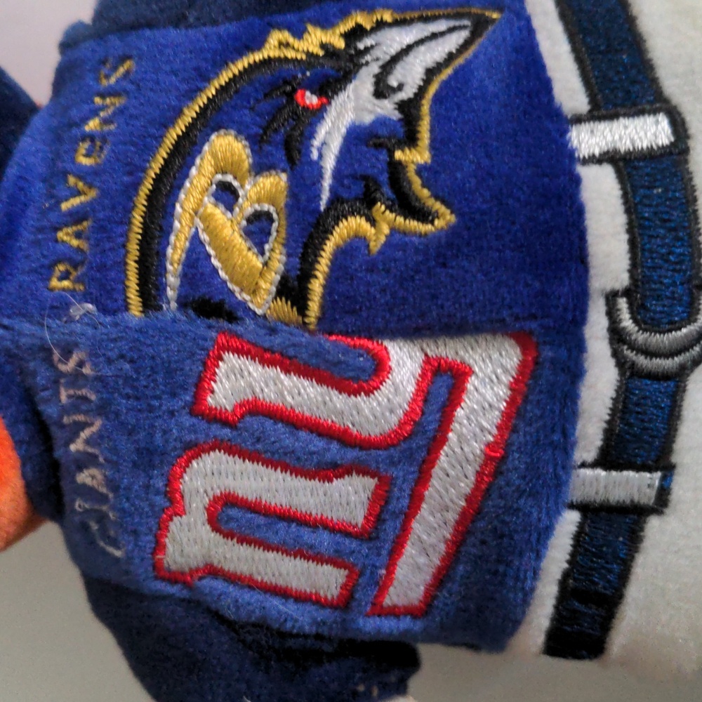 NWT NFL Giants Ravens Plush Bear - Blue, Orange, White, Superbowl XXXV - Picture 3 of 10